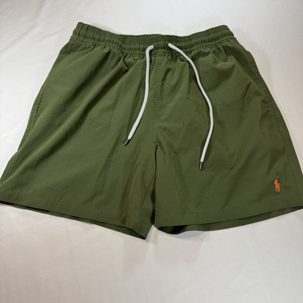 Polo Ralph Lauren Men’s Swim Trunks Olive Green Mesh Lined Drawstring
